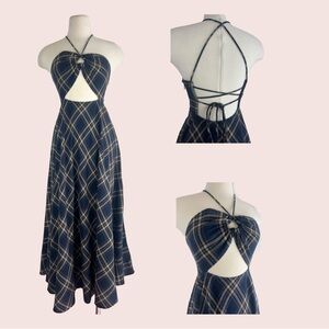 Anthropologie Pinnacle Shruti Sancheti Plaid Halter Maxi Dress | Boho Chic